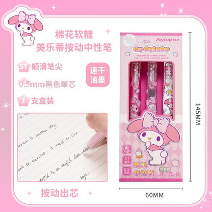 【香港悅木】現貨 三麗鷗 庫洛米 按動中性筆 水性筆 寫字筆 3隻盒裝 筆芯0.5mm 規格圖片 2