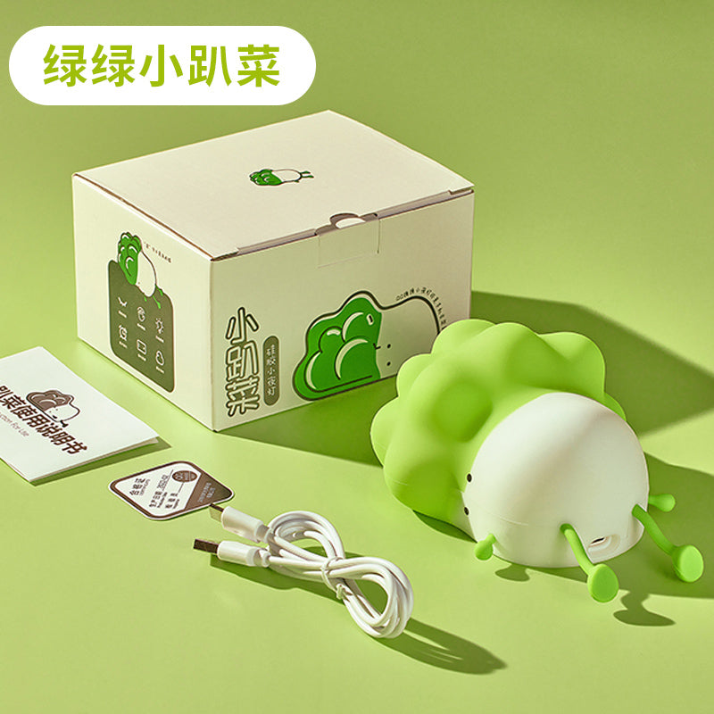 【現貨】小趴菜 療癒 拍拍燈 LED小夜燈 氛圍燈 禮物 手機支架 矽膠材質 USB充電 規格圖片 2