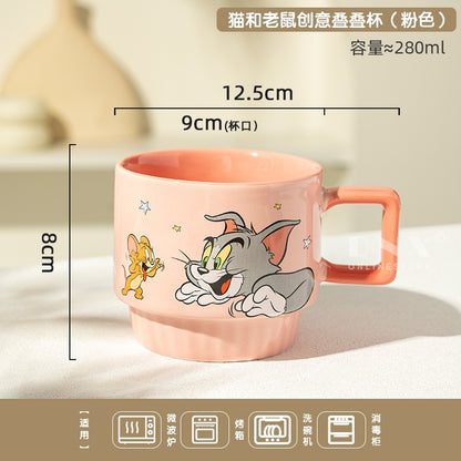 【曙曦】正版現貨 貓和老鼠 疊疊杯 馬克杯 水杯 牛奶杯 咖啡杯 飲料杯 餐具 送禮 湯姆與傑瑞 規格圖片 3