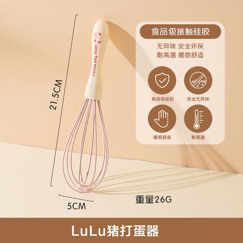 【川島屋】正版現貨 lulu豬 硅膠刮刀刷 油刷子 手動打蛋器 蛋糕烘焙工具 鍋鏟 湯勺 飯勺 漏勺 送禮 規格圖片 3
