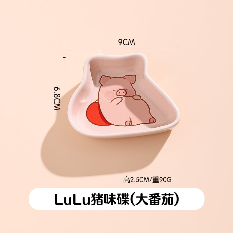 【川島屋】正版現貨 lulu豬 味碟 蘸料碟 調味碟 調料碟 陶瓷小菜碟子 醬油醋碟 送禮 規格圖片 3