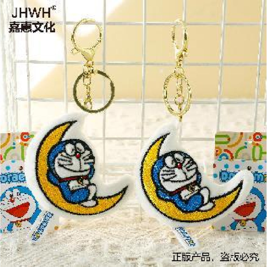 【嘉慧】正版現貨 哆啦A夢 鑰匙圈 鑰匙扣 掛件 布藝刺繡 吊飾 送禮 規格圖片 3