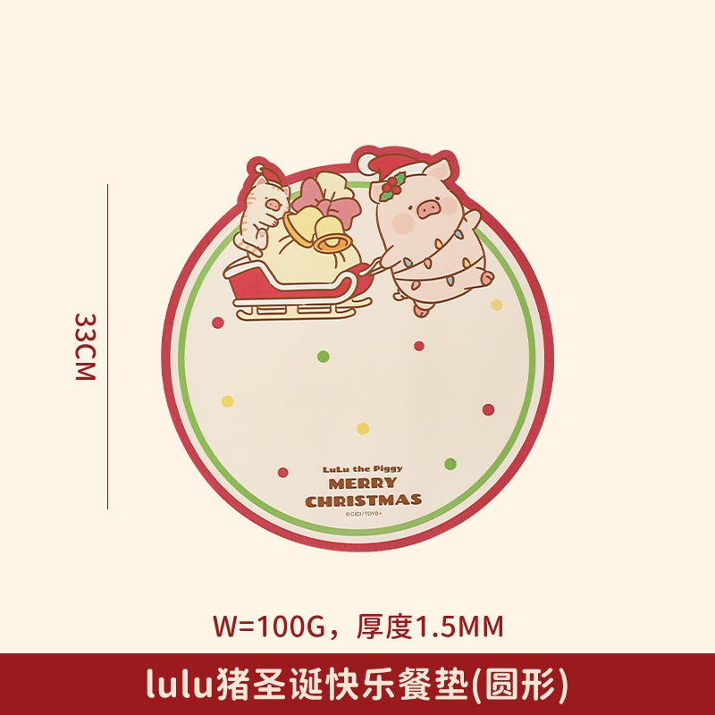 【川島屋】正版現貨 lulu豬 聖誕樹隔熱墊 餐桌墊 碗盤墊 水杯墊 砂鍋墊 送禮 規格圖片 3