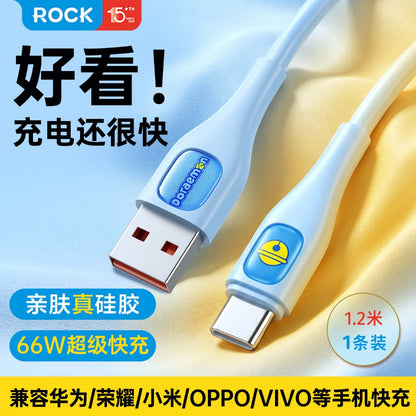 【洛克空間】現貨 哆啦A夢 雙頭快充線 小叮噹 充電線 數據線 蘋果 type-c USB 快充 規格圖片 3