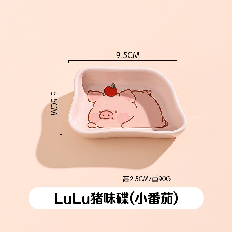【川島屋】正版現貨 lulu豬 味碟 蘸料碟 調味碟 調料碟 陶瓷小菜碟子 醬油醋碟 送禮 規格圖片 4