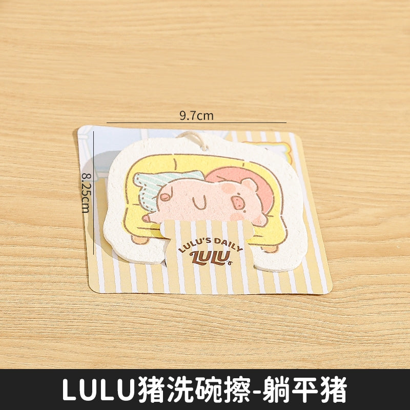 【川島屋】正版現貨 lulu豬 木漿棉洗碗海綿擦 加厚刷碗盤海綿擦 環保材質 高效清潔海綿塊 送禮 規格圖片 4