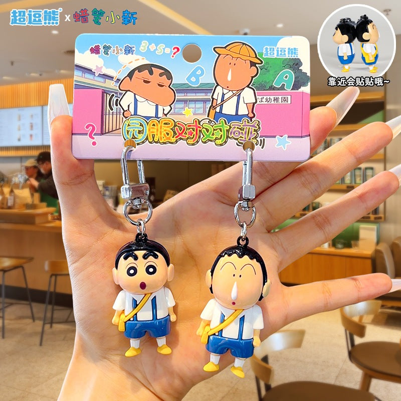 【超逗熊】正版現貨 蠟筆小新 磁吸對對碰 鑰匙扣 掛件 鑰匙圈 冰箱貼 包包掛飾 創意可愛公仔 送禮 規格圖片 5