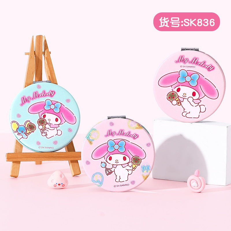【包包寶】現貨 三麗鷗 PU雙面鏡 庫洛米 小圓鏡 布丁狗 迷你鏡子 化妝鏡 隨身便攜小鏡子 送禮 規格圖片 21
